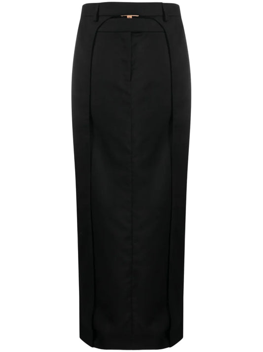 Fera Pleated Wool Maxi Skirt
