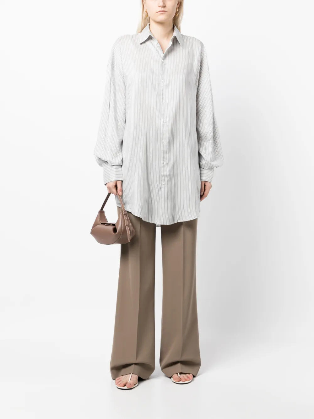 Long-Length Striped Cotton Shirt