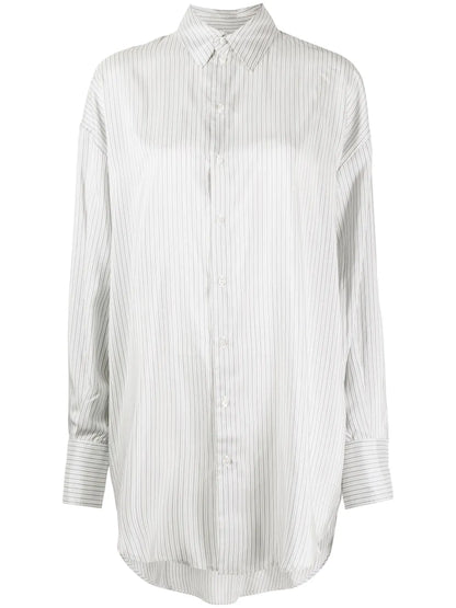 Long-Length Striped Cotton Shirt