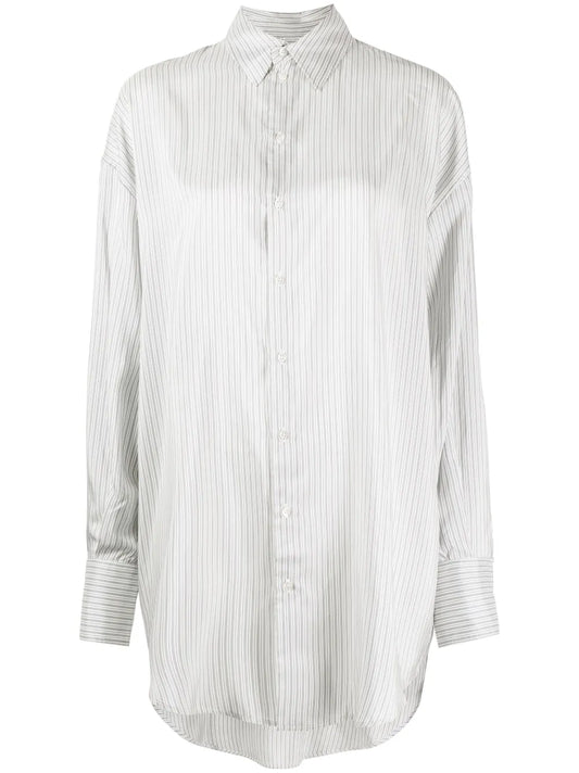 Long-Length Striped Cotton Shirt