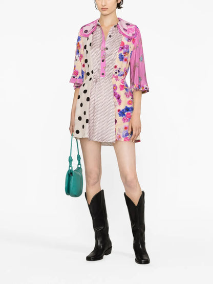 Panelled Silk Minidress