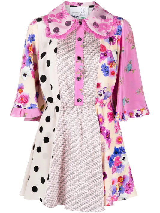 Panelled Silk Minidress
