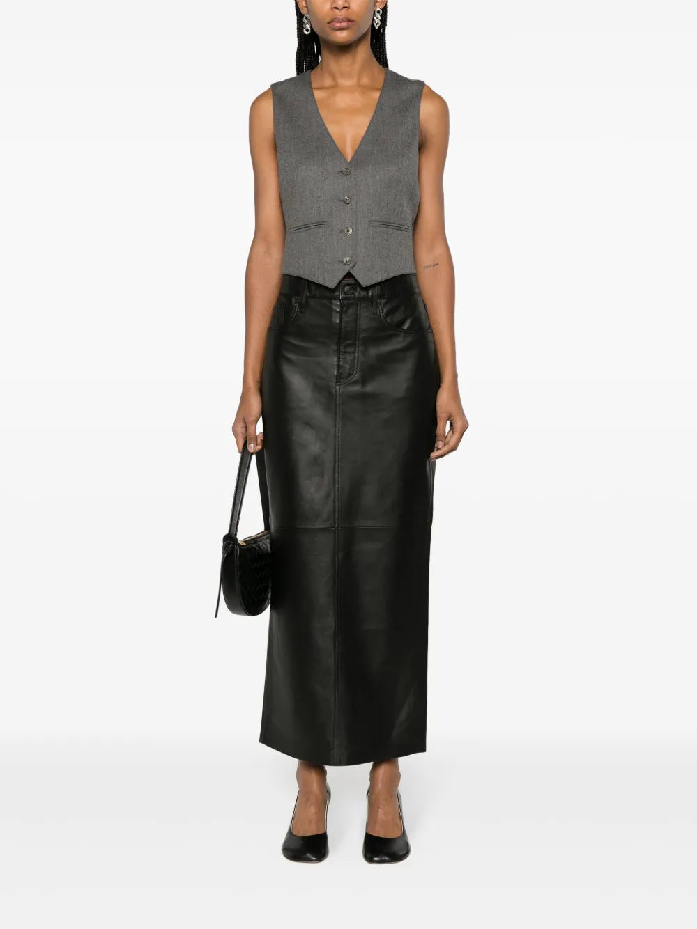Leather Maxi Column Skirt