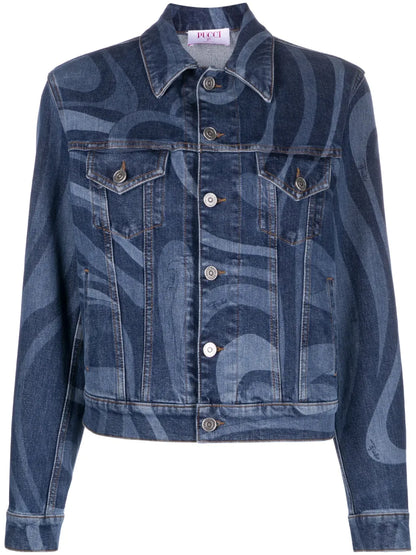 Swirl-Print Denim Jacket