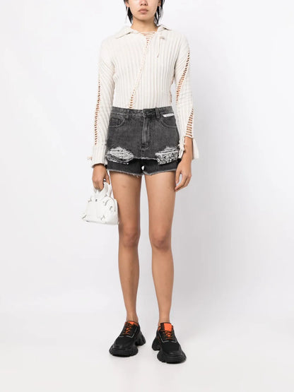 Distressed Denim Shorts