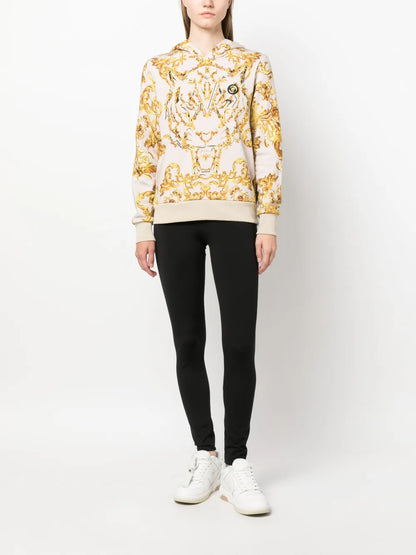 Baroque-Print Long-Sleeved Hoodie