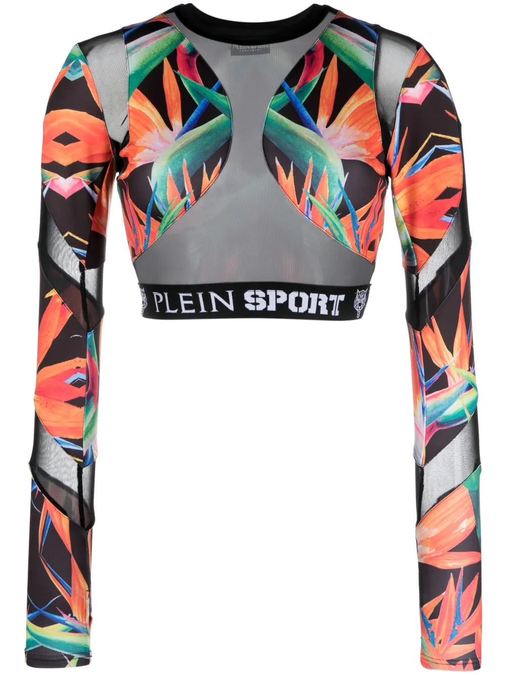 Botanical-Print Long-Sleeve Compression Top