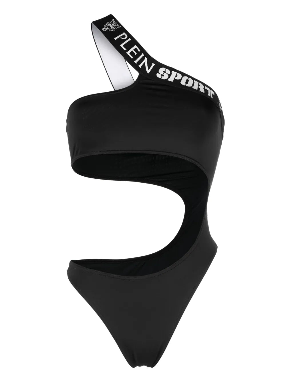 Logo-Tape One-Shoulder Swimsuit