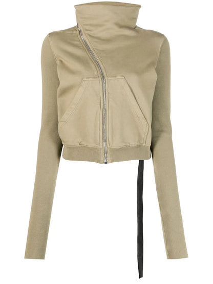 Strap-Detail Zip-Up Cardigan