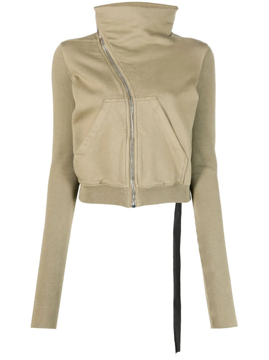 Strap-Detail Zip-Up Cardigan