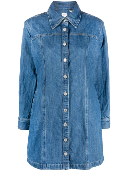 Long-Sleeve Button-Up Mini Dress