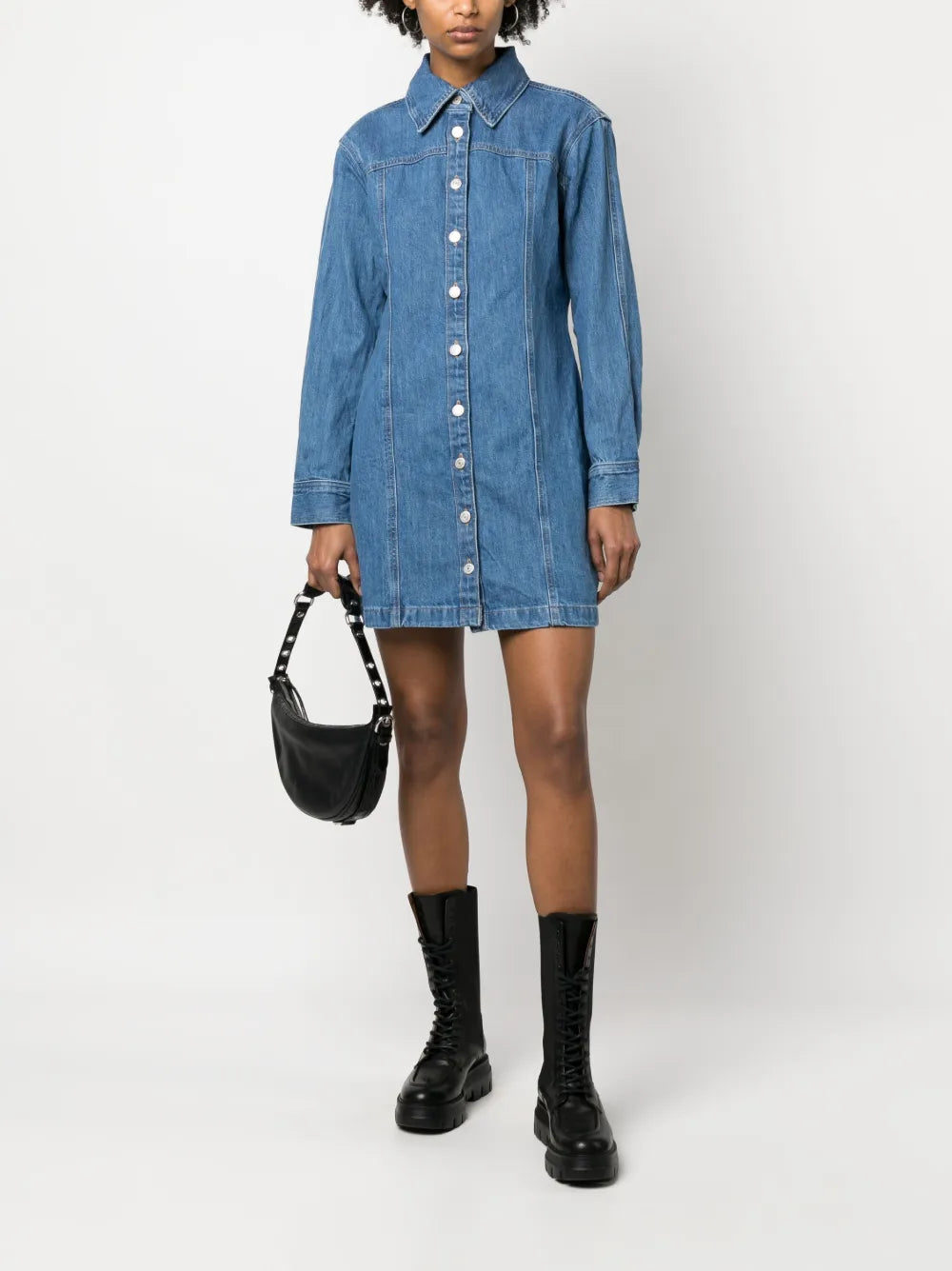 Long-Sleeve Button-Up Mini Dress