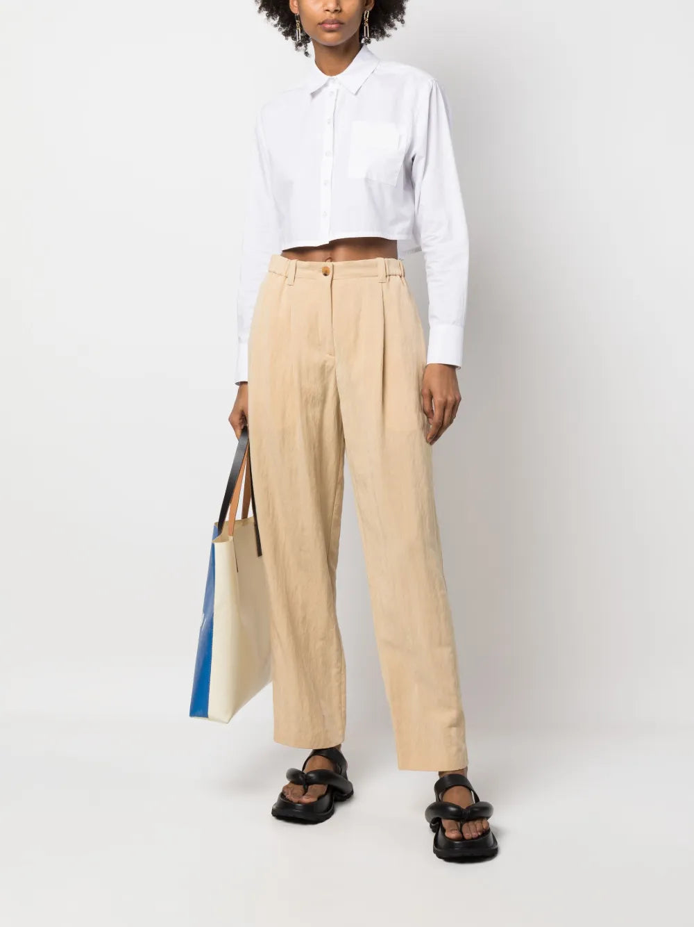 Wide-Leg Cotton Trousers