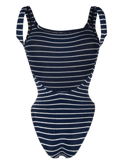 Striped Square-Neck Swimsuit