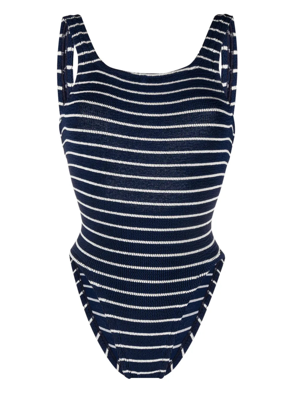 Striped Square-Neck Swimsuit