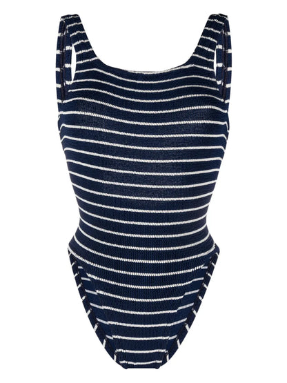 Striped Square-Neck Swimsuit