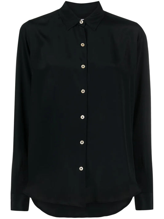 Long-Sleeve Crepe Shirt