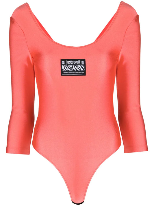Logo-Patch Scoop-Neck Bodysuit