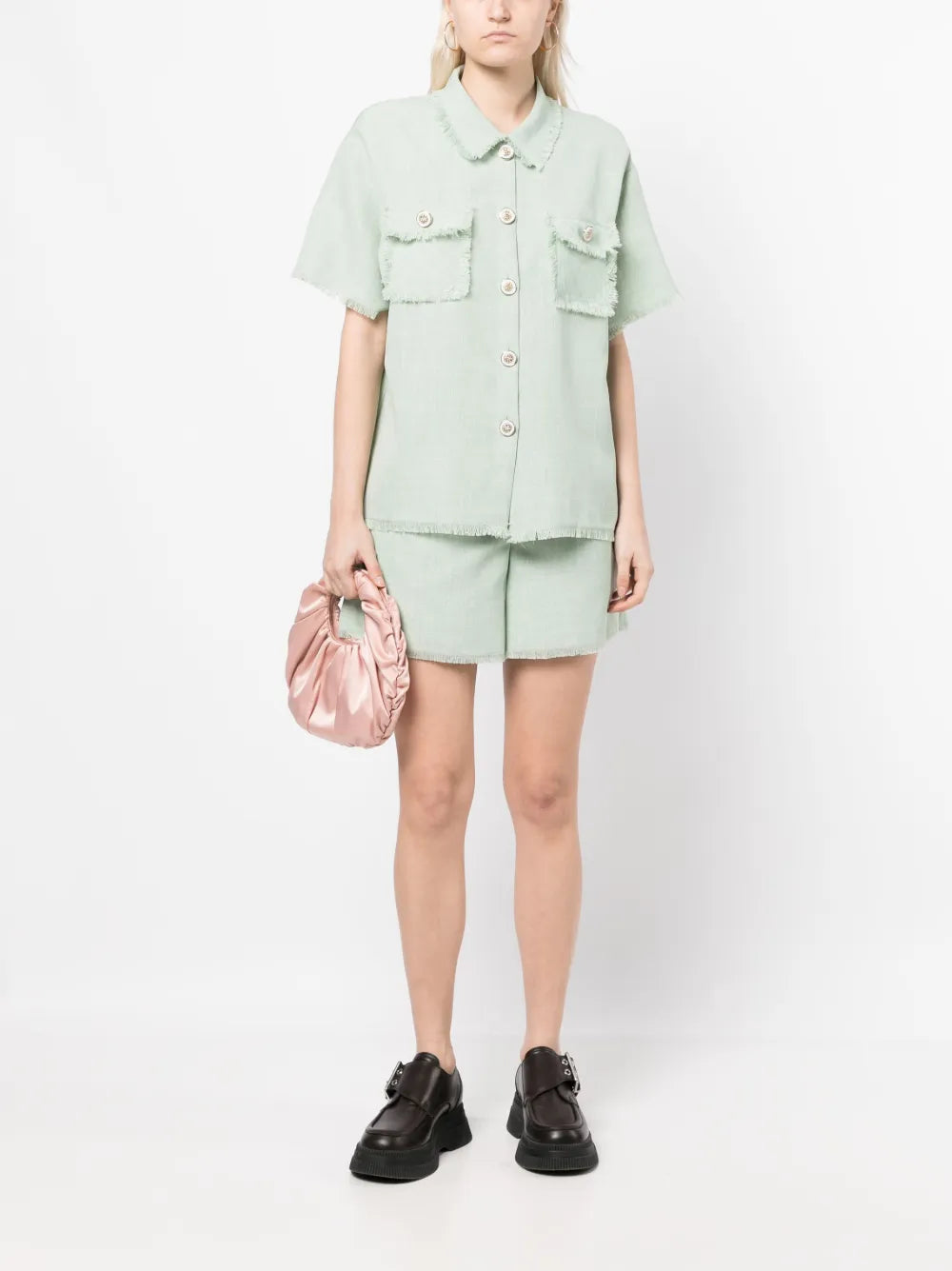 Frayed-Edge Short-Sleeve Shirt