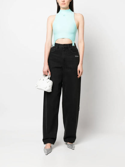 Logo-Patch Sleeveless Cropped Top