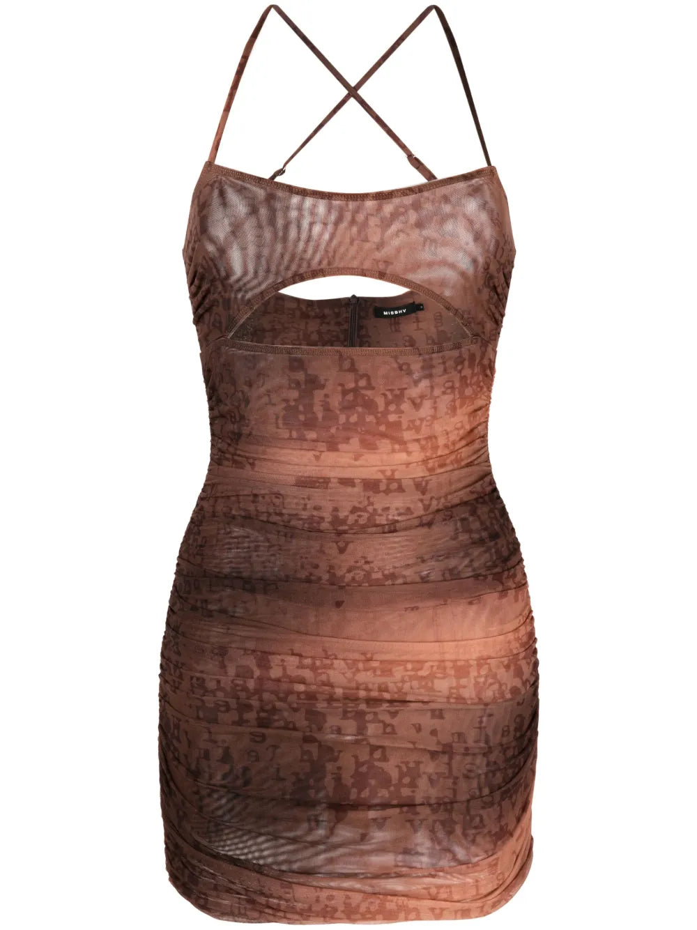 Letter-Print Ruched Mini Dress