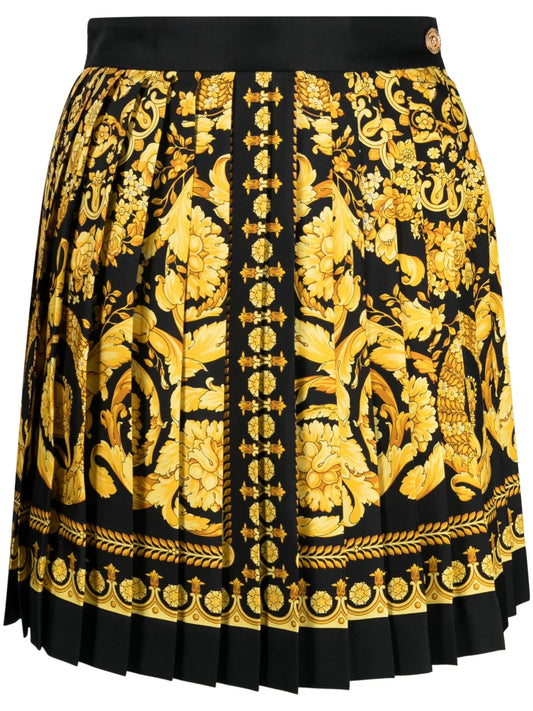 Barocco-Print Pleated Skirt