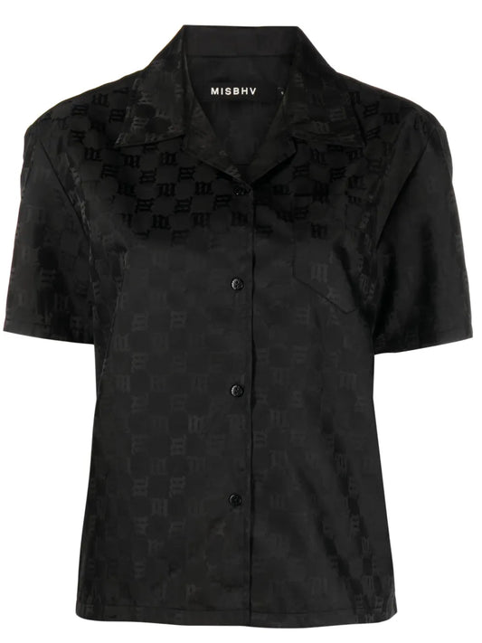 Monogram-Print Short-Sleeve Shirt