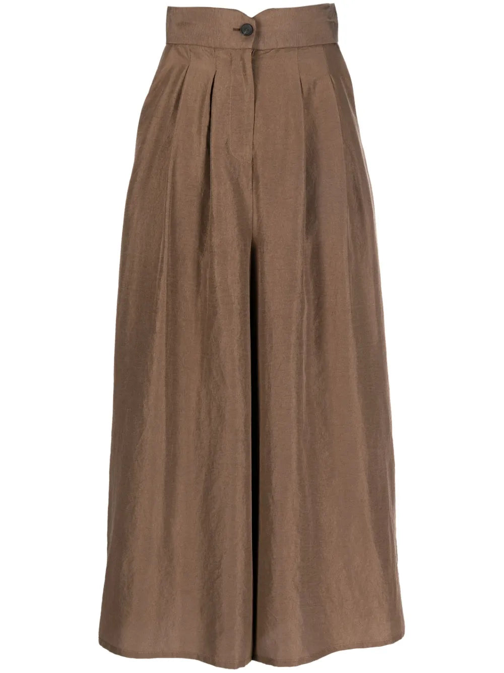 Notched-Waist Silk Palazzo Pants