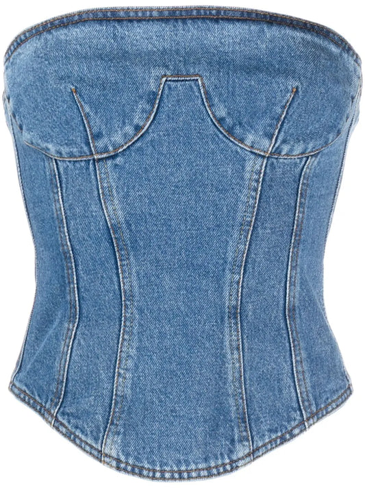 Strapless Denim Corset Top