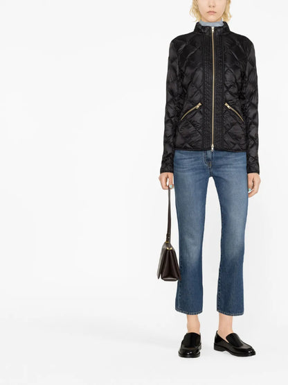 Diamond-Quilt Zip-Fastening Jacket