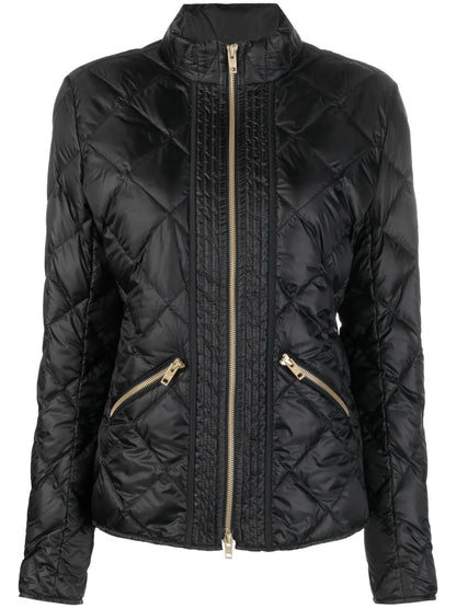 Diamond-Quilt Zip-Fastening Jacket