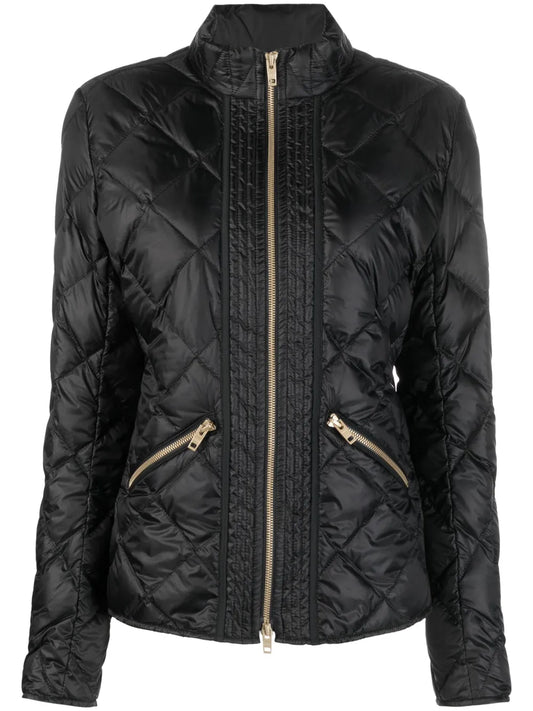 Diamond-Quilt Zip-Fastening Jacket