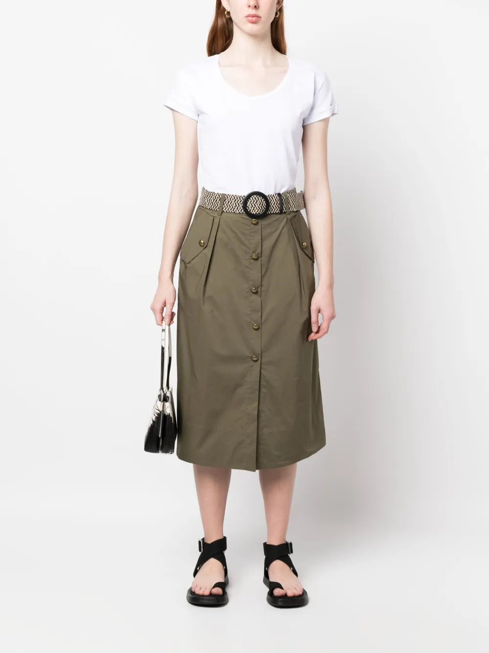 Belted Cotton Midi Dress