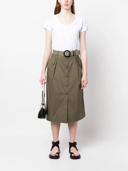 Belted Cotton Midi Dress