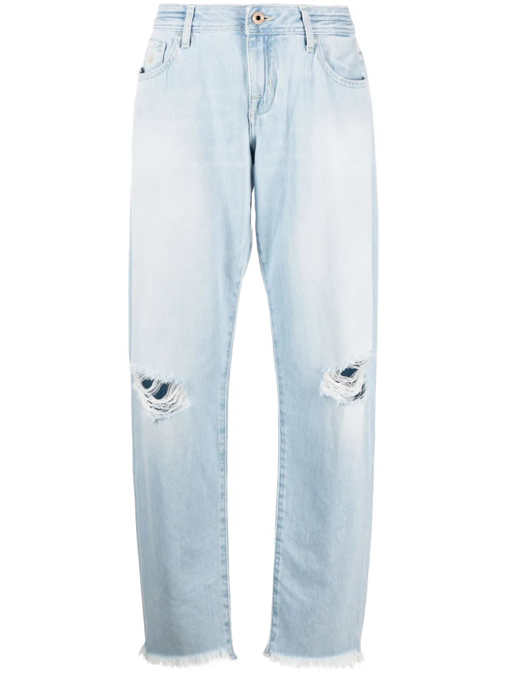 Distressed-Detail Denim Jeans