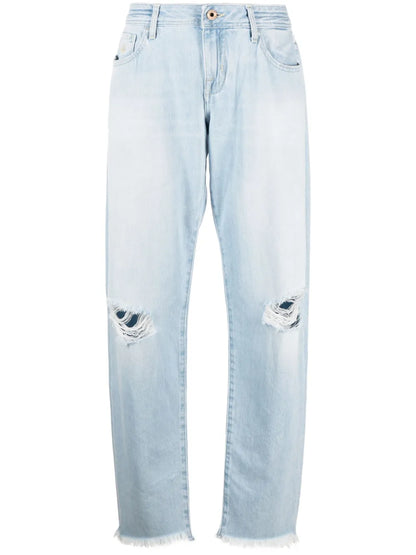 Distressed-Detail Denim Jeans