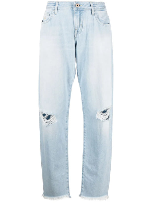 Distressed-Detail Denim Jeans
