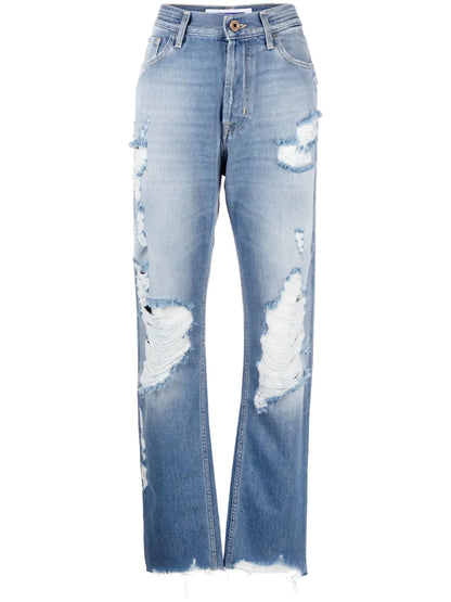Distressed-Effect Finish Jeans