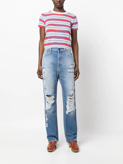 Distressed-Effect Finish Jeans