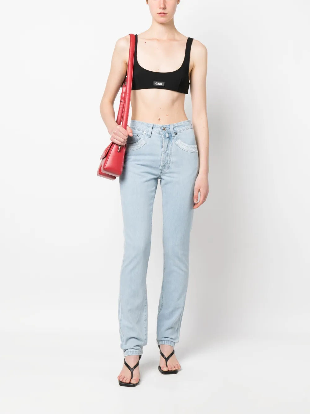 Double Shift Ripped-Patch Straight-Leg Jeans