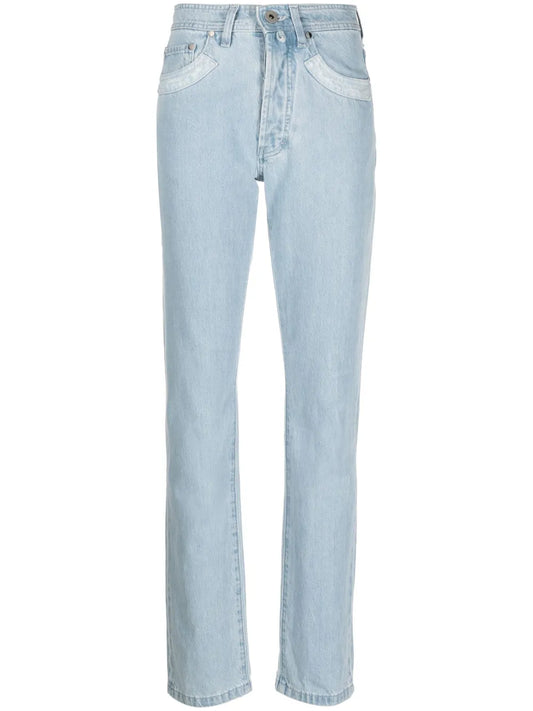 Double Shift Ripped-Patch Straight-Leg Jeans