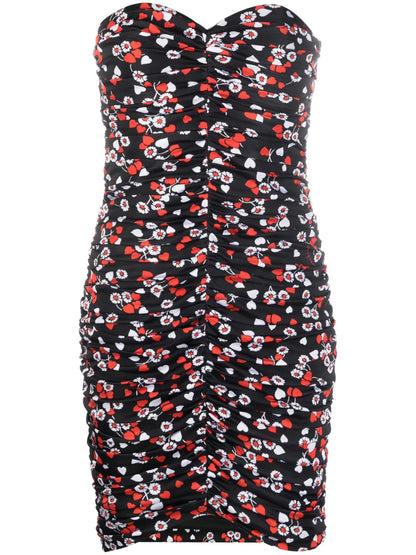 Floral-Print Strapless Minidress