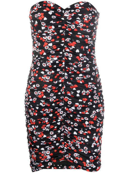 Floral-Print Strapless Minidress