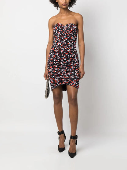 Floral-Print Strapless Minidress