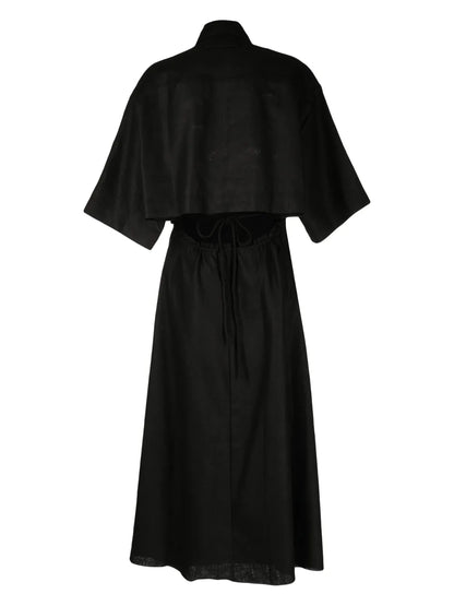 Guipure-Detailing Linen Dress