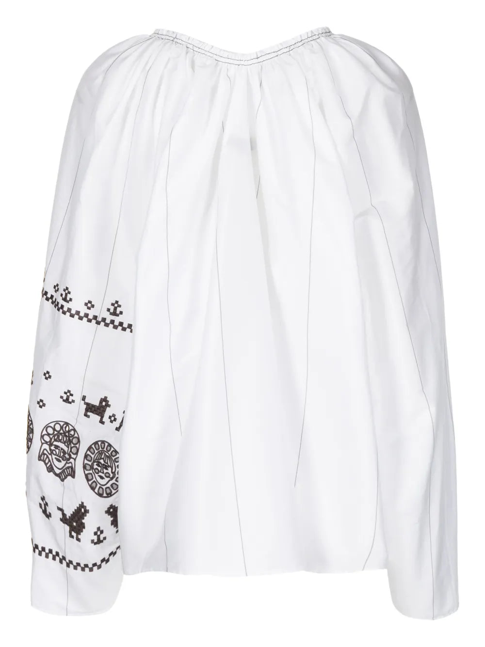 Embroidered-Motif Striped Blouse