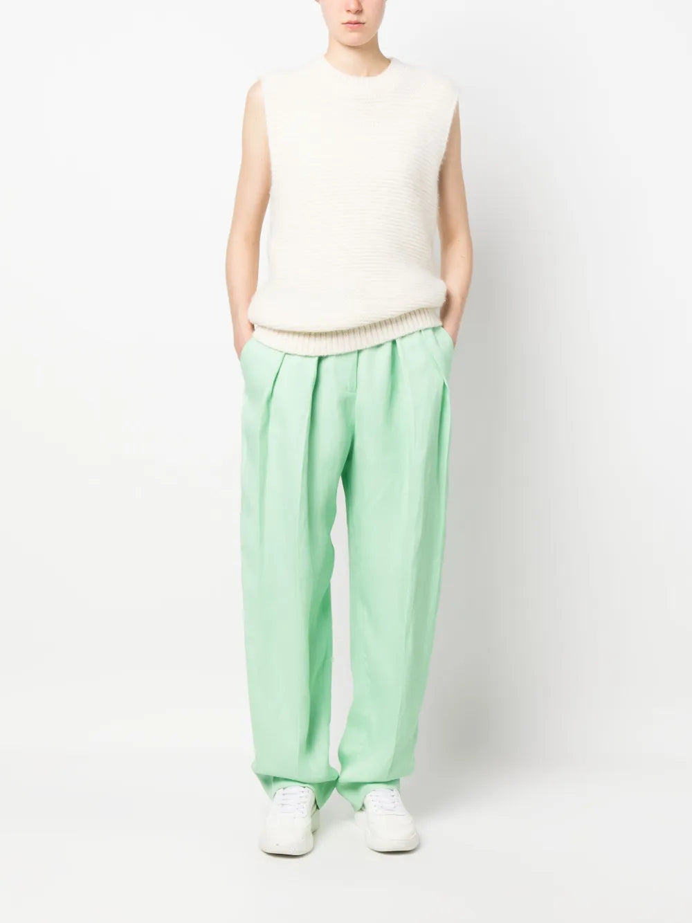 Pleated Wide-Leg Trousers