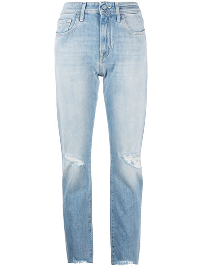 Distressed-Detail Denim Jeans