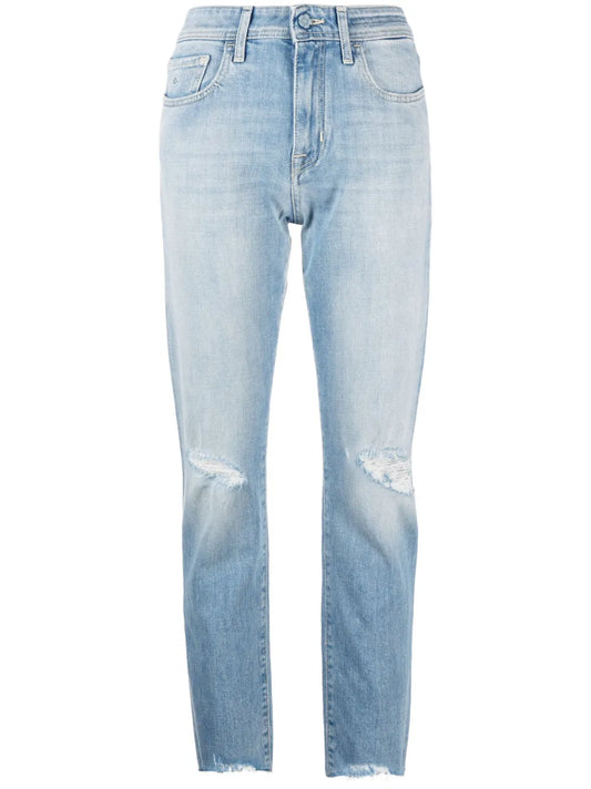 Distressed-Detail Denim Jeans