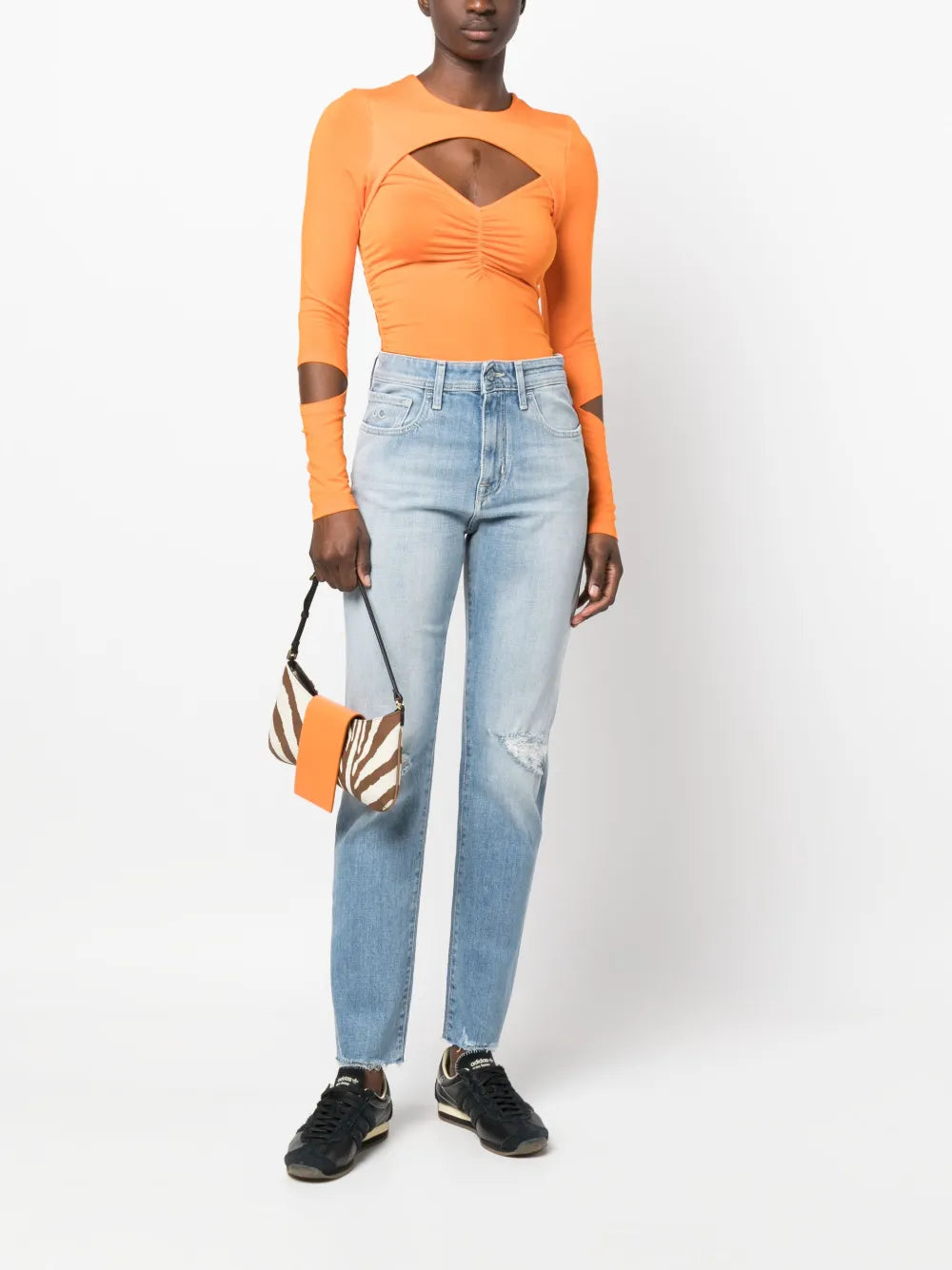 Distressed-Detail Denim Jeans
